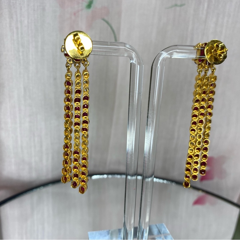 !Heavy! New Ruby & Diamond Dangle Earrings In 18k… - image 6